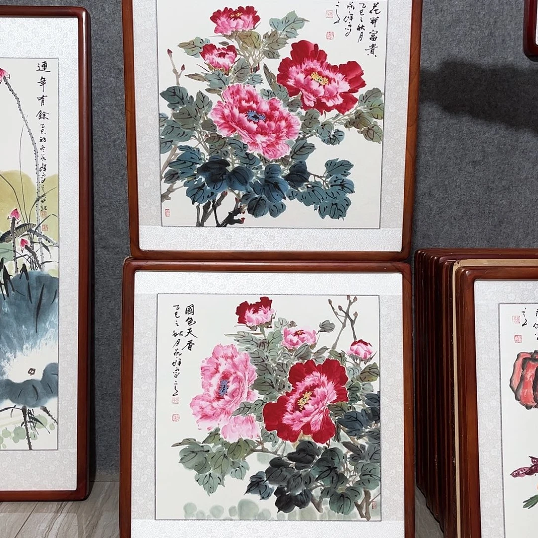 国画书画作品带框63×63