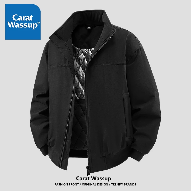 CARAT WASSUP挺括有型立领棉衣男秋季板正显壮显肩宽教练夹克外套