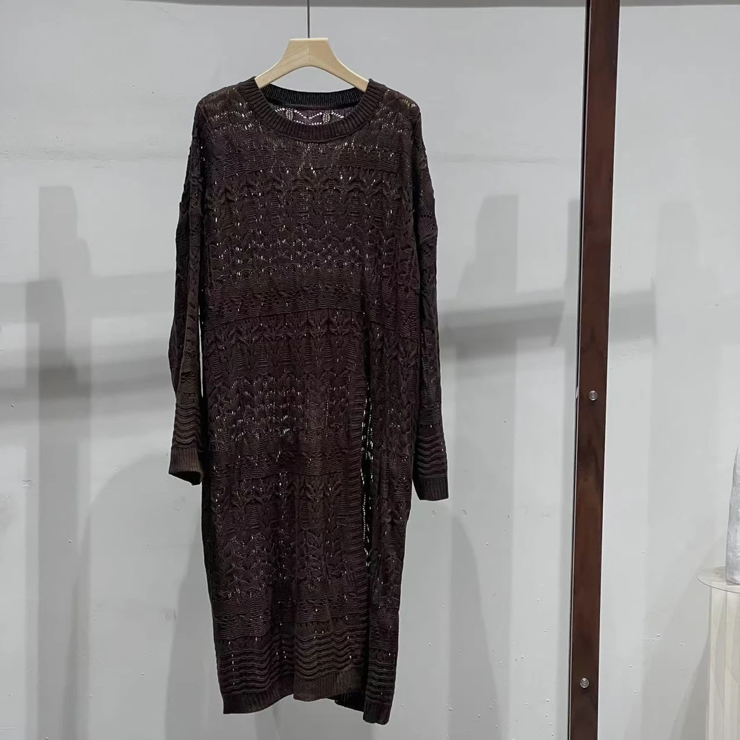 【ATAYI】2025早春新款镂空长款时尚气质中长款设计师毛衫56621#