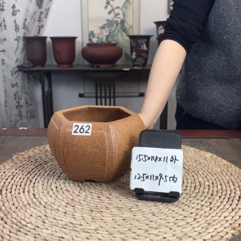 紫砂花盆并**人随单柴烧宫灯六方262