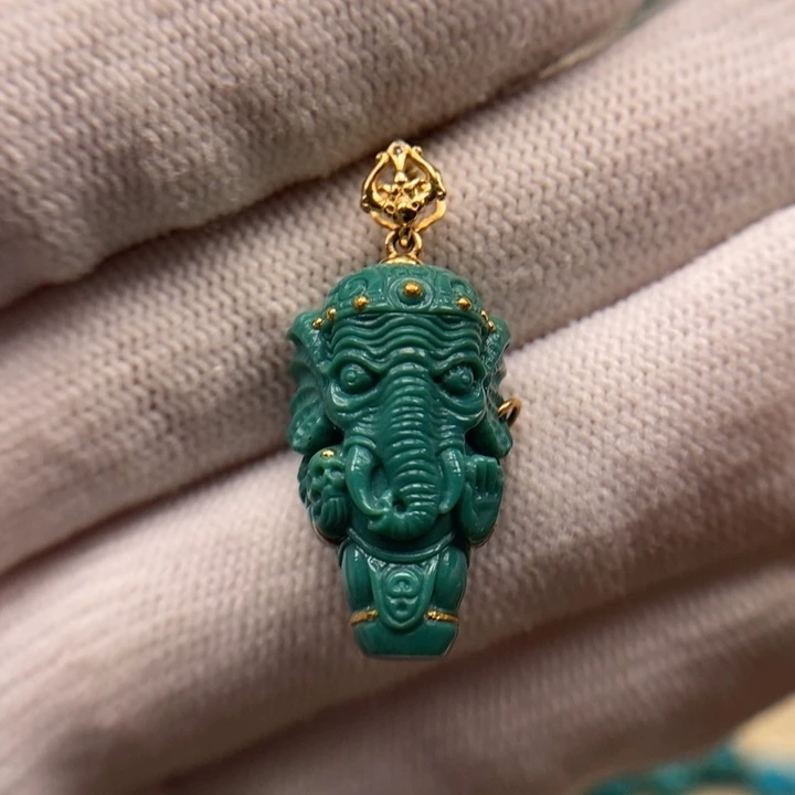 18K金镶嵌绿松石珠宝奇石AA145