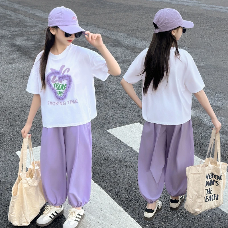 女童夏装套装2025新款洋气时髦中大童网红运动儿童夏季短袖两件套