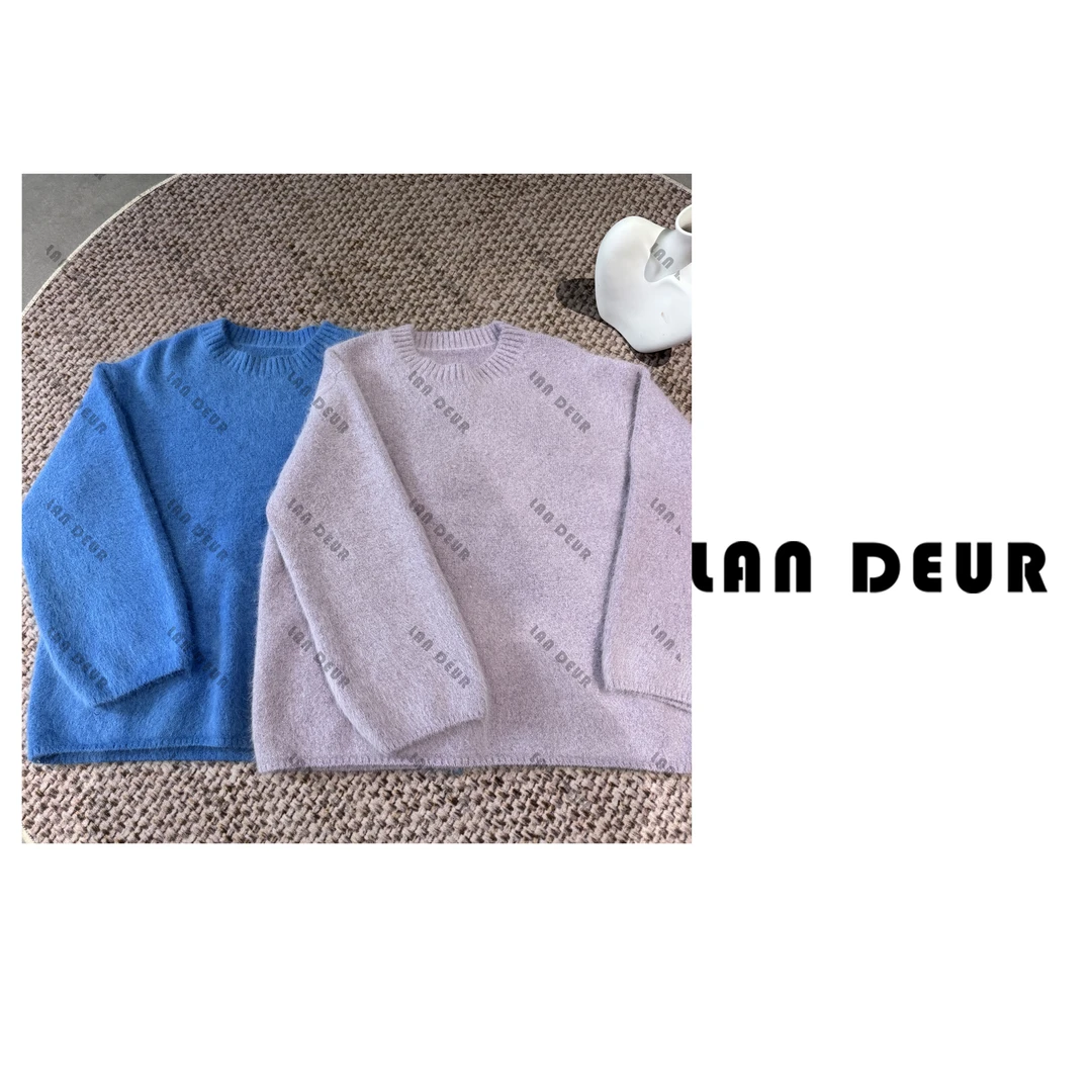 JIUJIU【微醺小调】长毛时尚百搭兔毛保暖针织套头圆领冬季1108