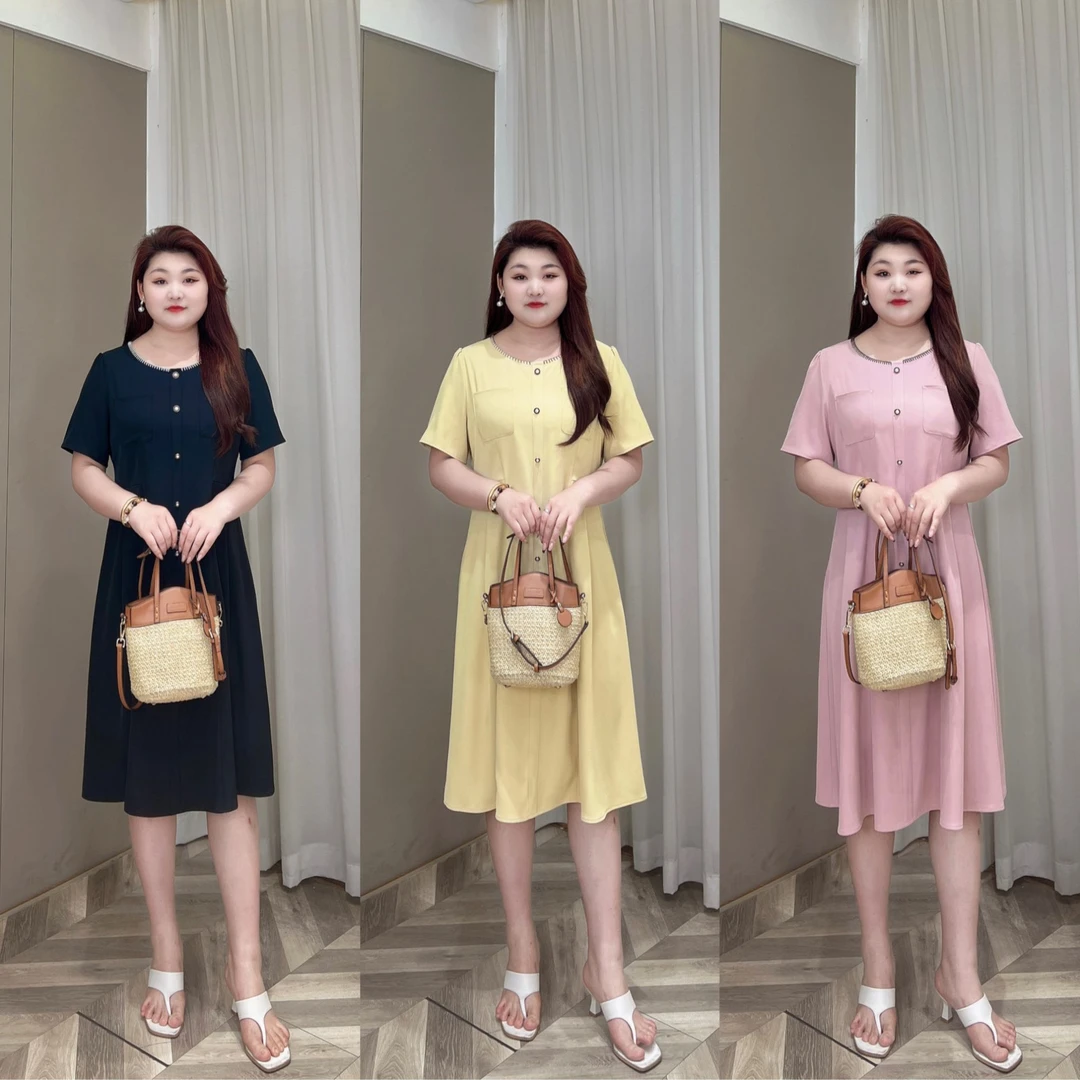 【苹果现货】PMM81992夏季新款气质收腰A字裙纯色窈窕显瘦连衣裙