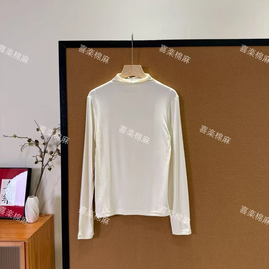喜樂   2025纯色半高领基础糯米打底衫秋季新款时尚百搭女士上衣