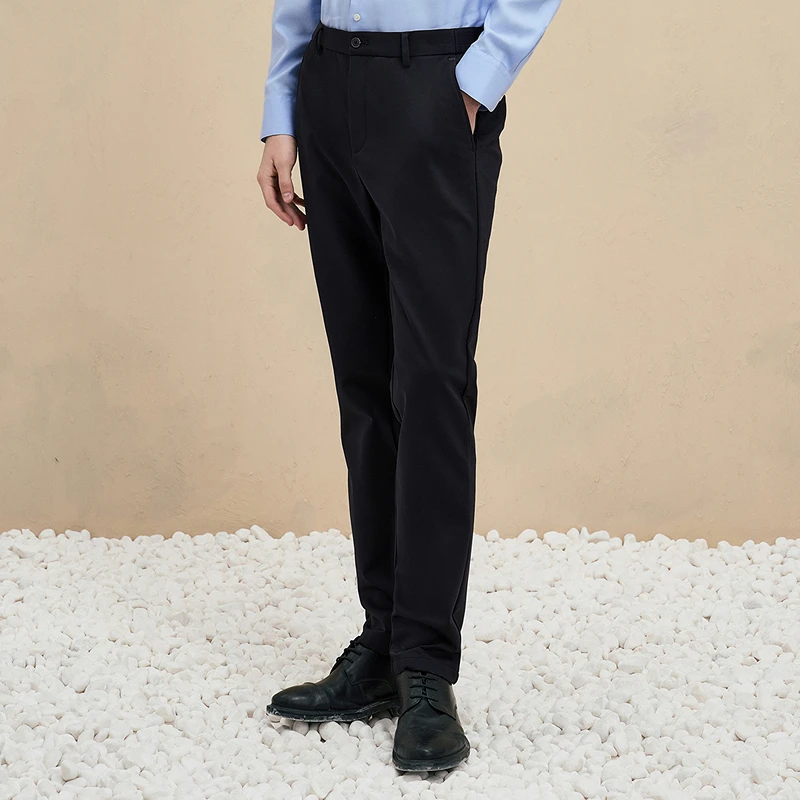 EMZ鄂尔多斯男士商务休闲加厚休闲裤舒适加绒保暖弹力直筒裤裤子