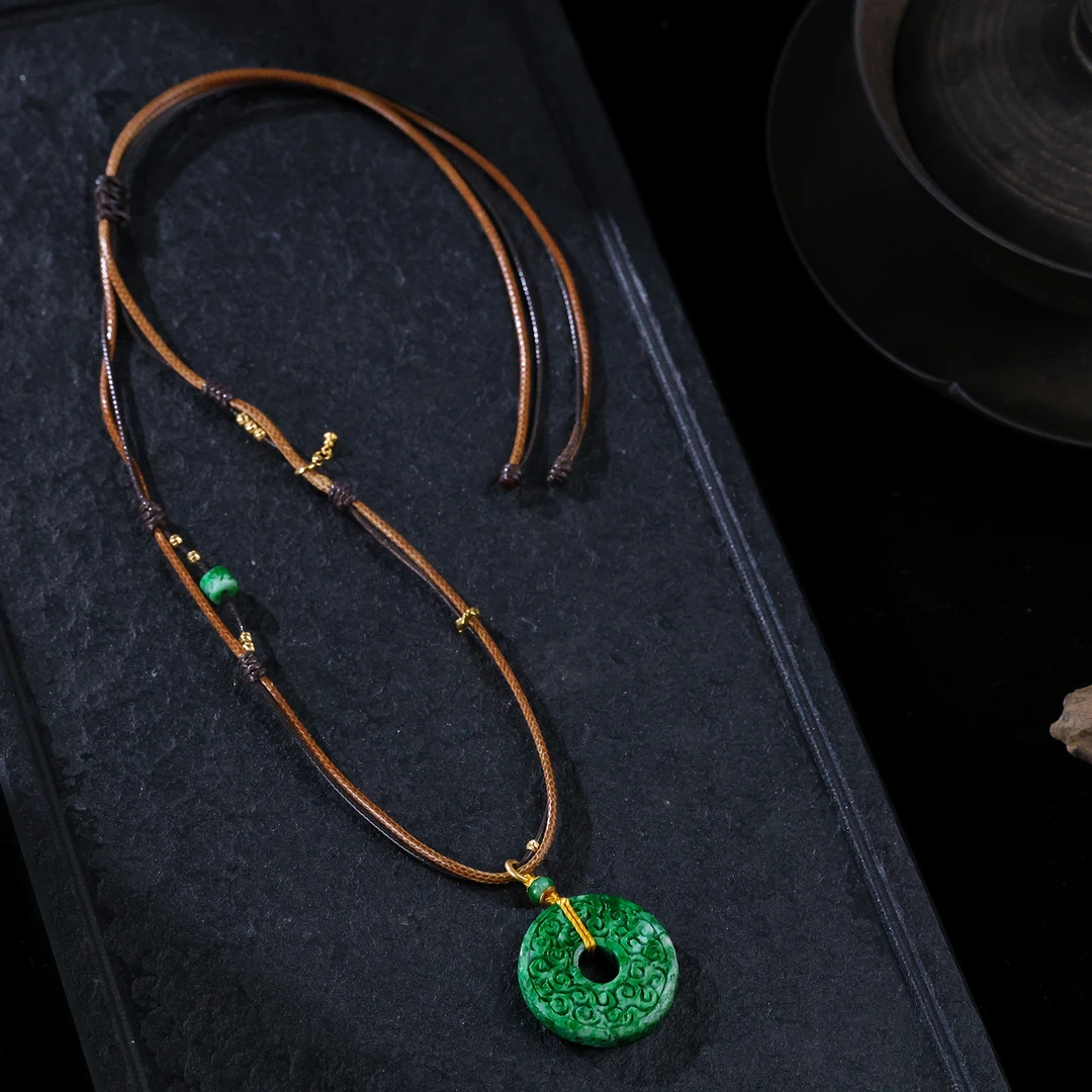 【思嘉】云纹 · 翡翠干青甜甜圈18K吊坠| 多样性发一 CP0063+BA0236