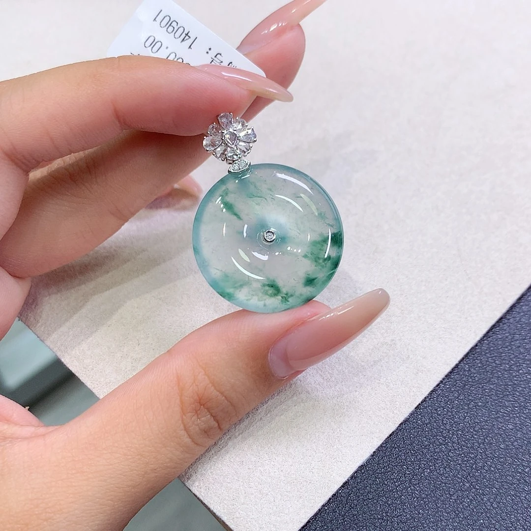 翡翠18K金镶嵌吊坠(不含链)25-5.8