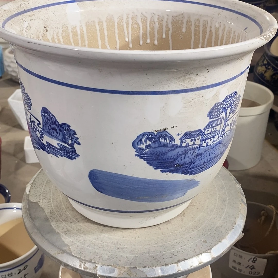 【闪购商品】陶瓷微瑕花盆-大大大兰彩30×24-1个