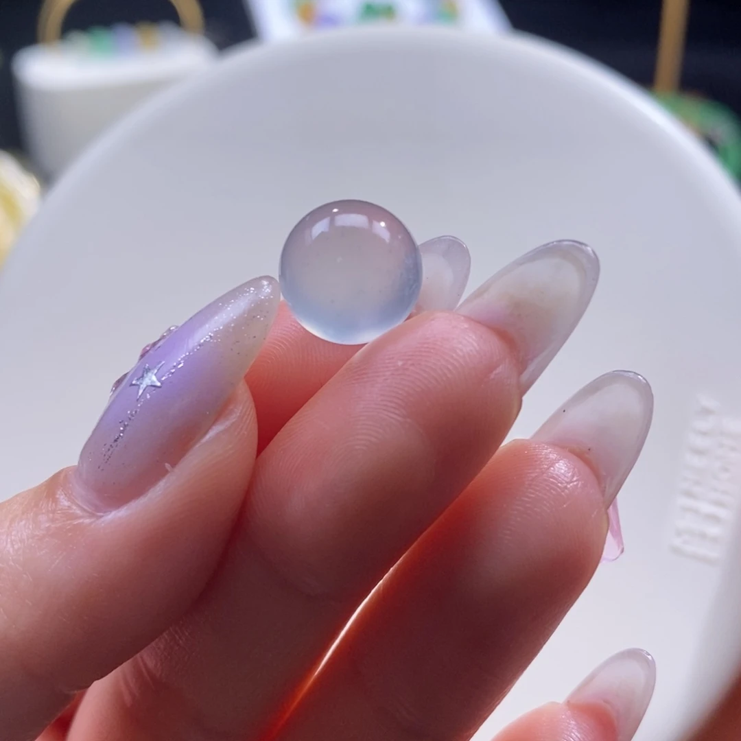 翡翠未镶嵌颈饰翡翠玻璃蓝钢珠卡11.3mm