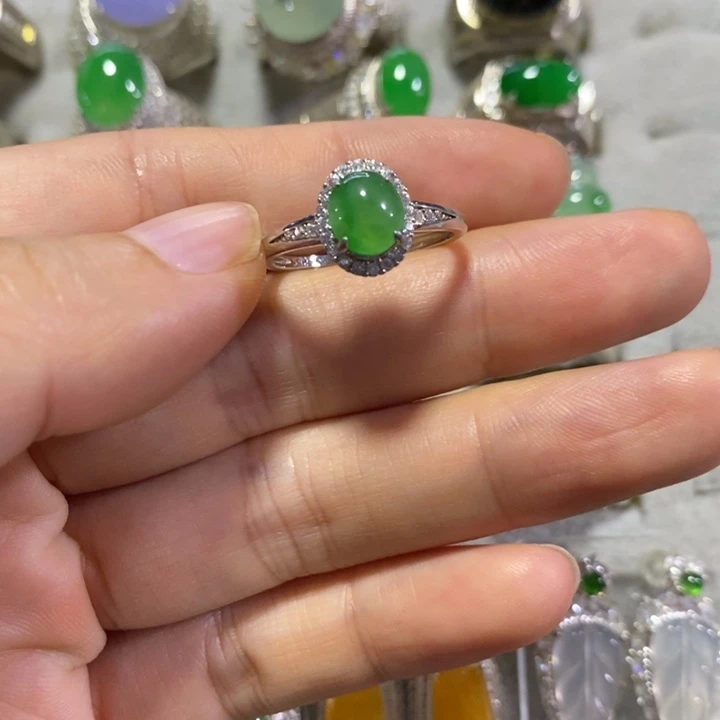 银S925镶嵌戒指翡翠戒指