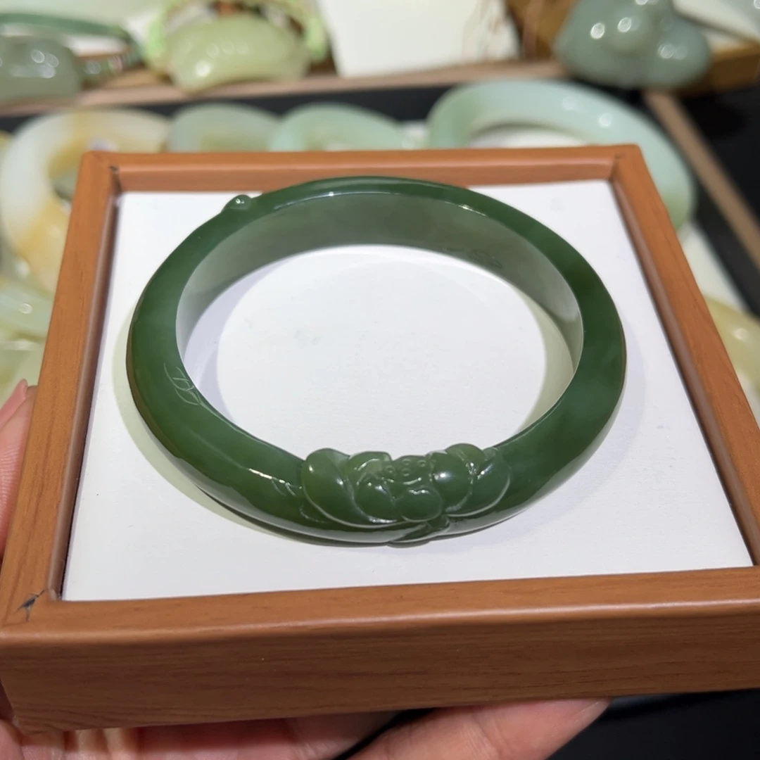 和田玉未镶嵌手镯57.7