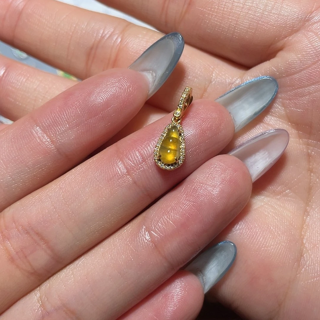 翡翠18K金镶嵌吊坠(不含链)