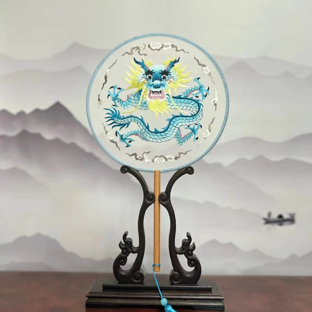 14号龙运当头（见者皆好运） 满边绣双面绣新款苏绣团扇非遗传承