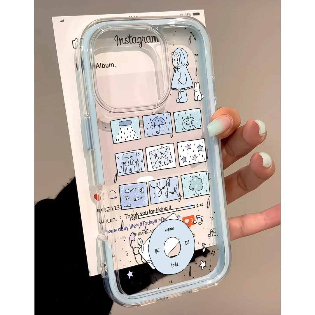雨天女孩适用iPhone13苹果手机壳15炫彩二合一16promax卡通14/12