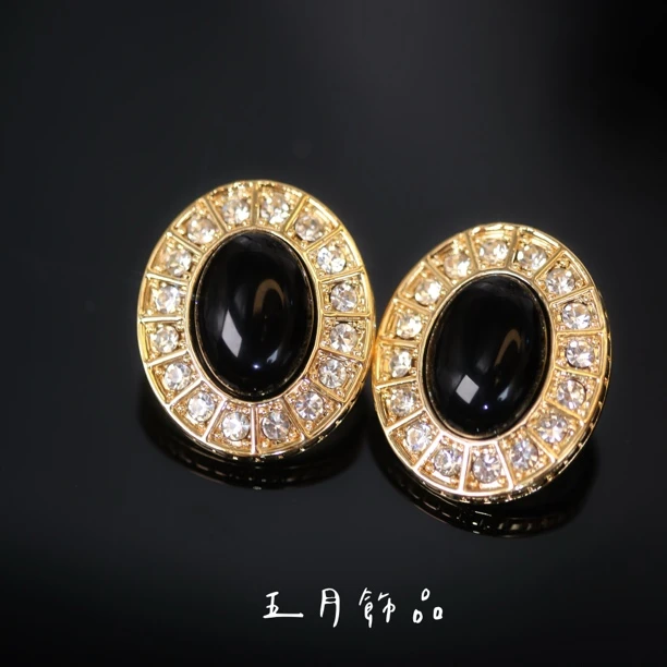 铜合金树脂耳饰 中古风复古港风夸张气质耳钉