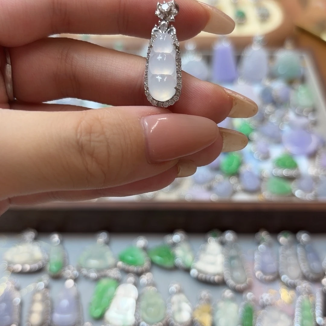 翡翠银S925镶嵌吊坠(不含链)