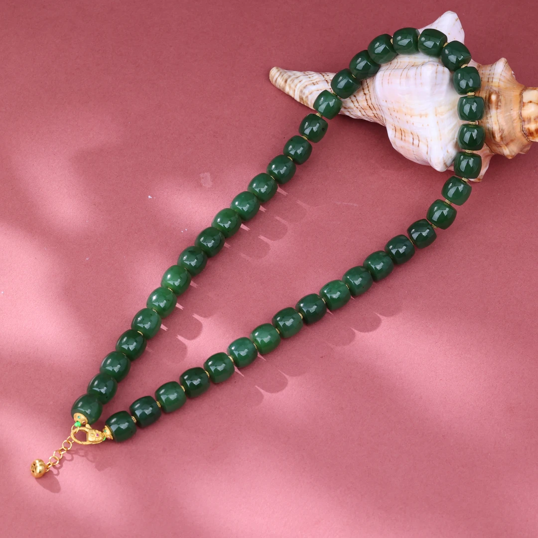 【央博玉】925银和田玉直切项链-YB94920078-约9mm-多样性发一|BHT7