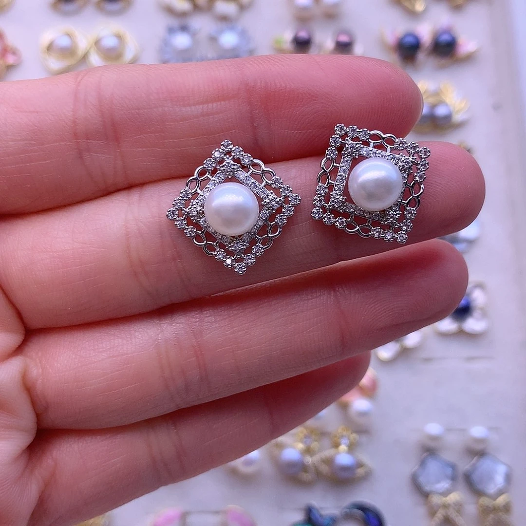 淡水珍珠耳饰合金