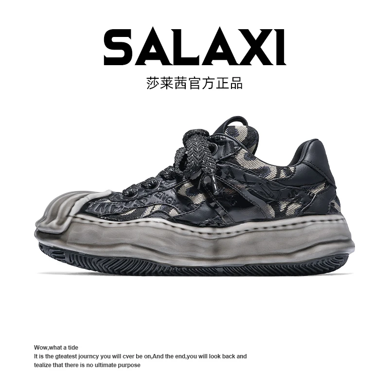 SALAXI【澳门大叔】欧若风夏季时尚个性刺绣印花溶解厚底百搭运动鞋