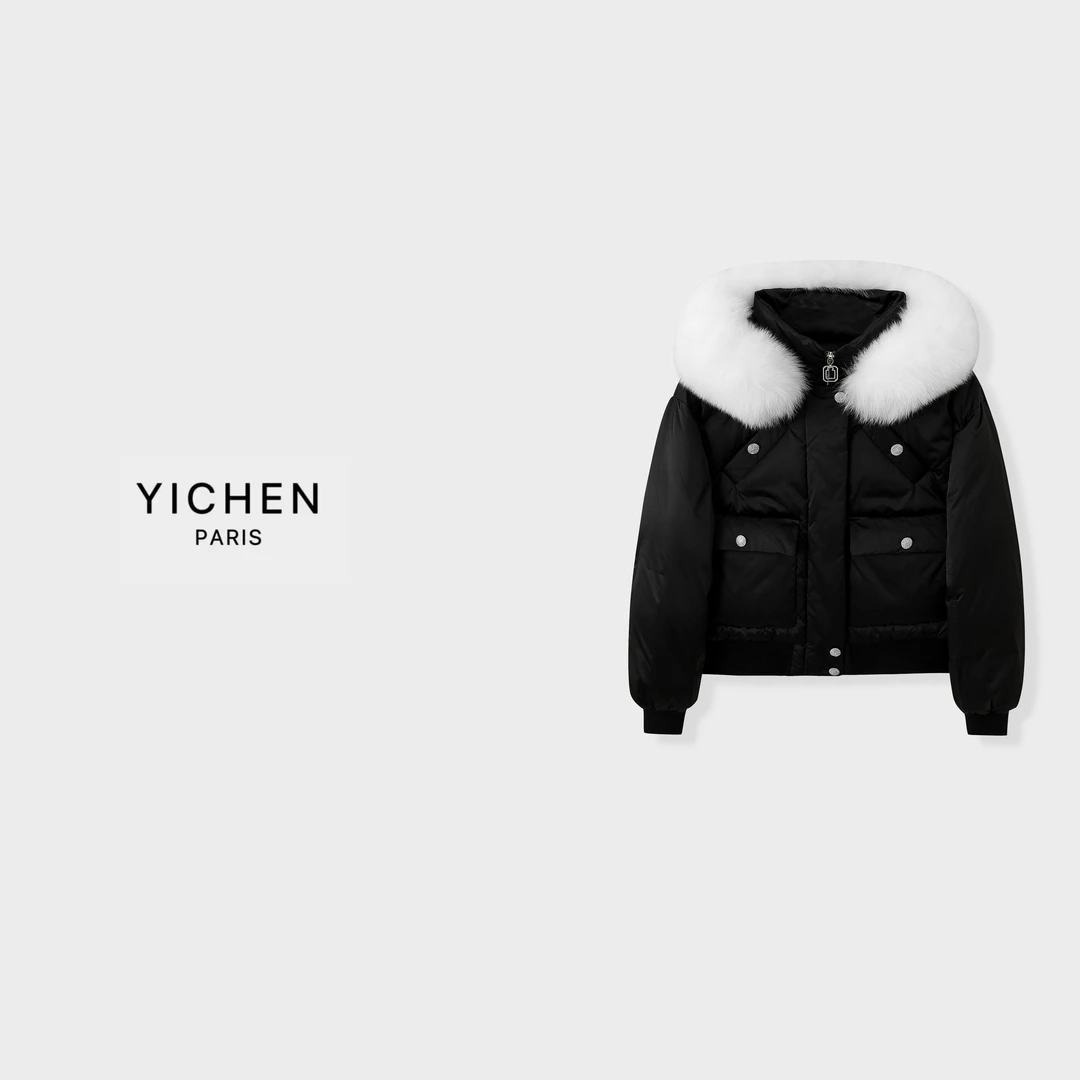 YC 小香滑雪系列毛领拼接夹克羽绒服-4047