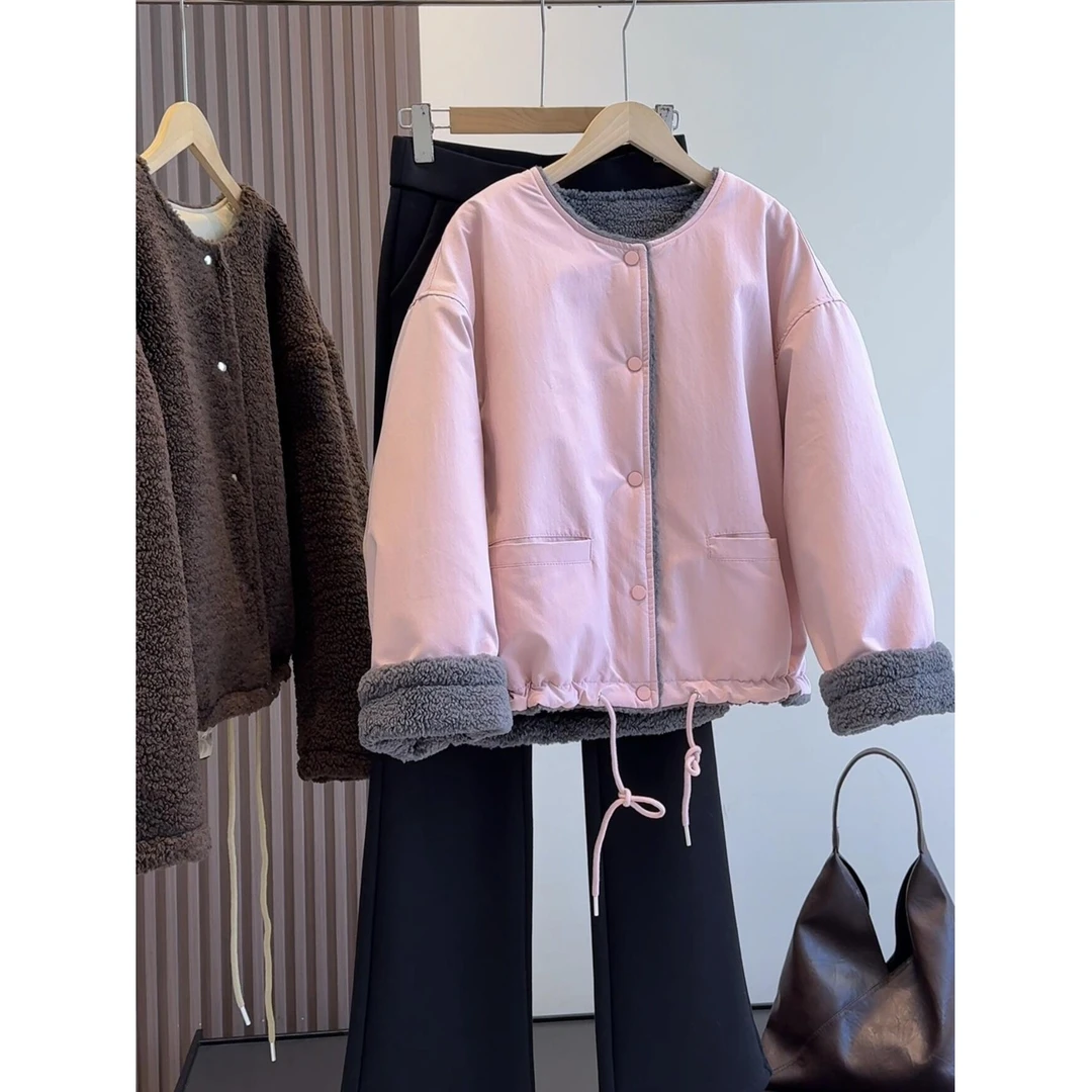 羊羔毛皮毛一体派克服棉衣休闲外套女冬季保暖显瘦百搭上衣