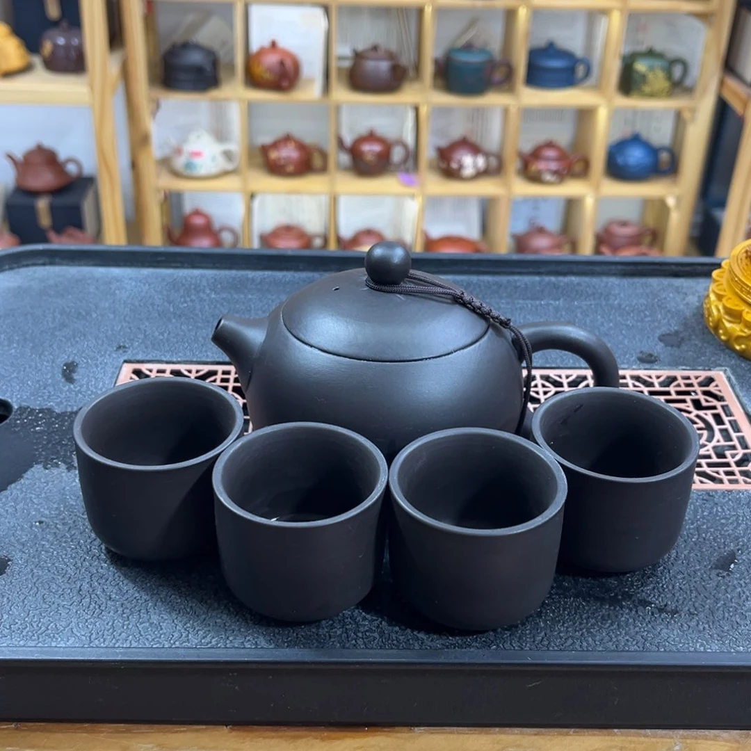 紫砂紫砂黑西施黑美人（一壶四杯）
