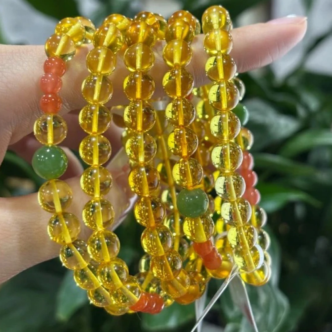 0766琥珀圆珠手串约7.5mm多样性发其一