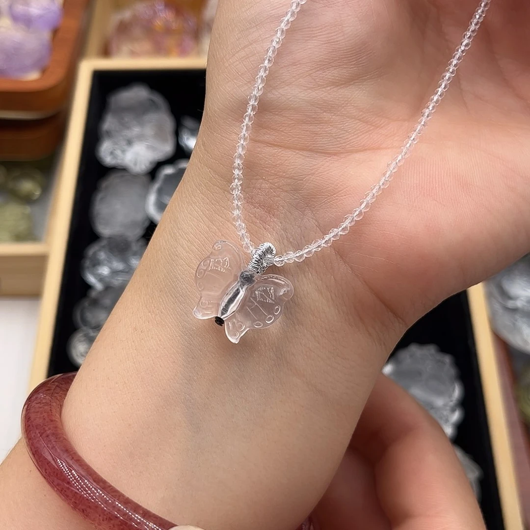 未镶嵌颈饰紫晶白水蝴蝶14