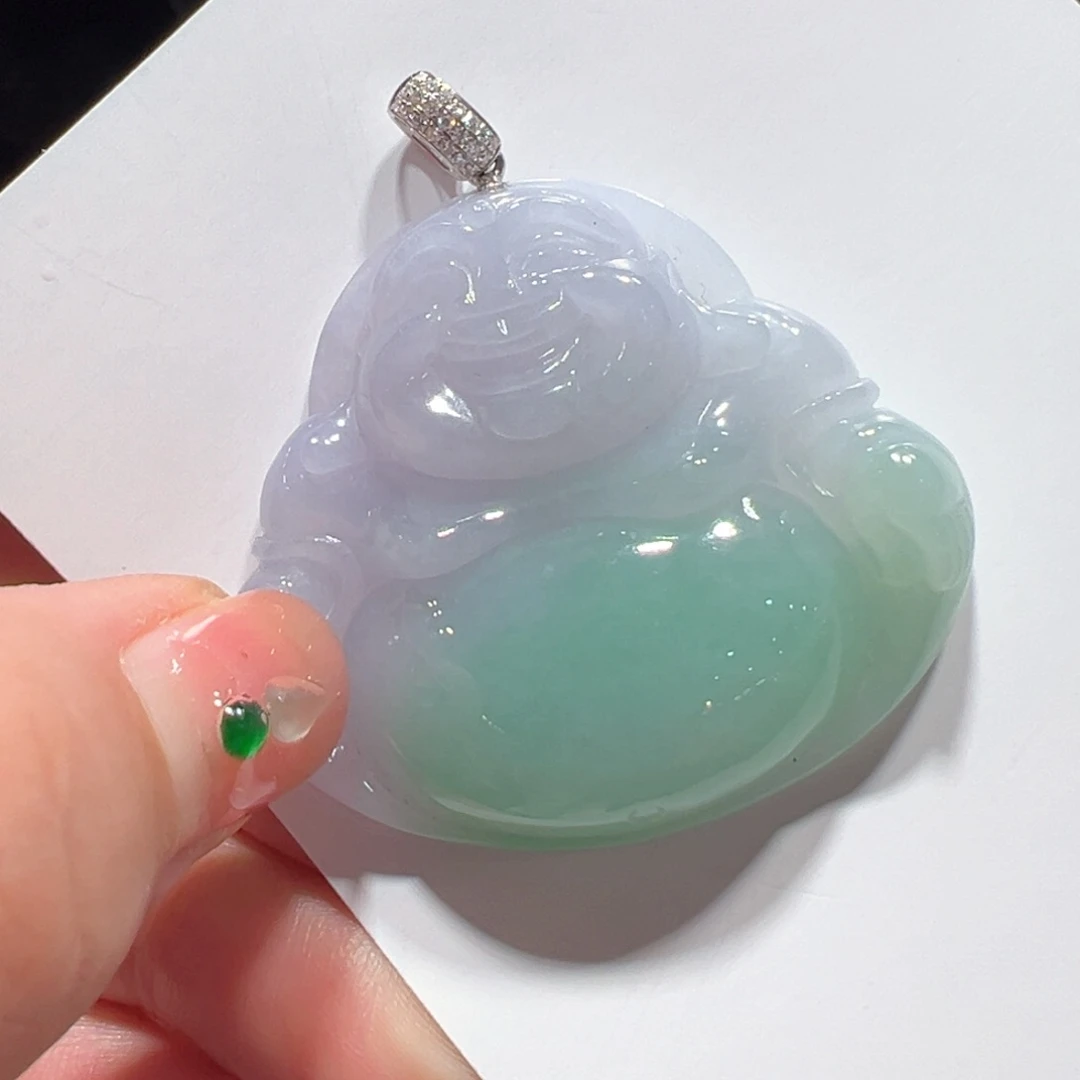 翡翠颈饰18K金镶嵌吊坠