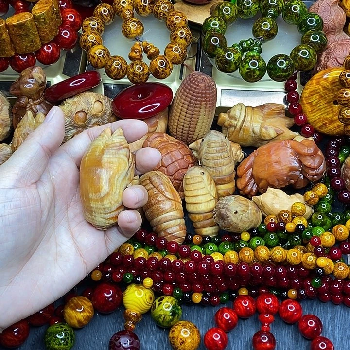 松木琥珀木文玩手串