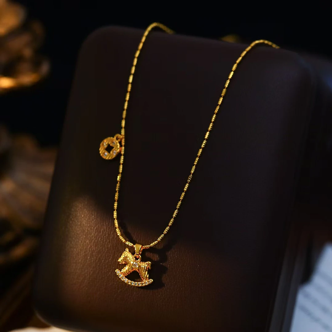 铜合金项链 轻奢中式小马项链003