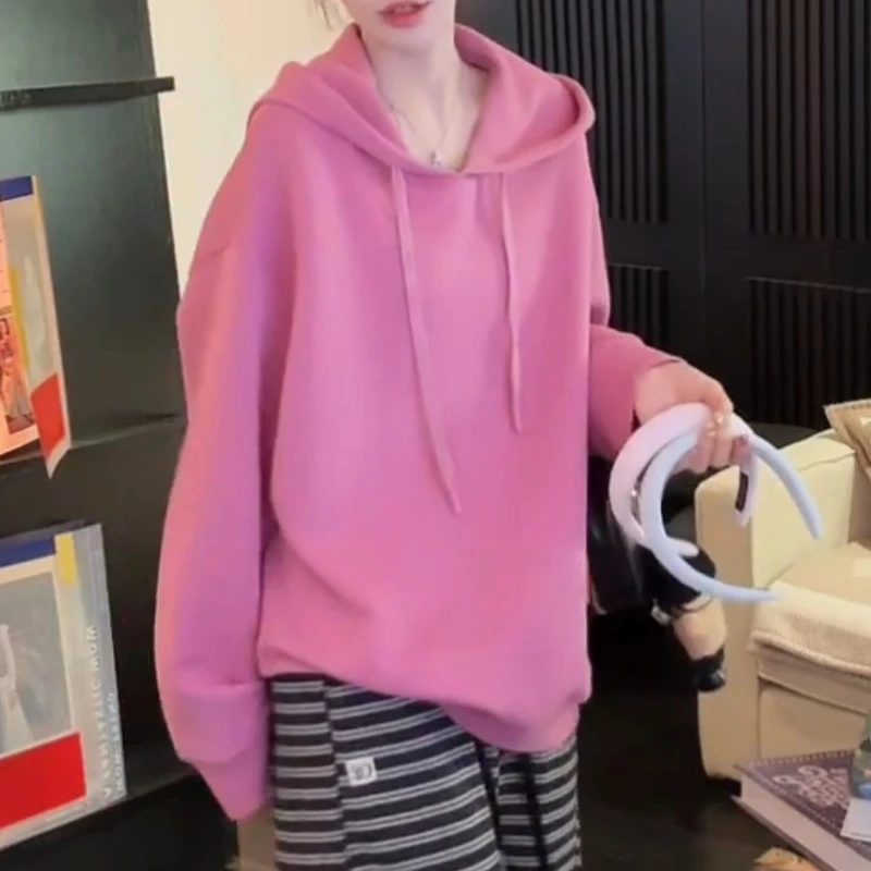 2025新款慵懒系休闲百搭纯色连帽卫衣LK2506932
