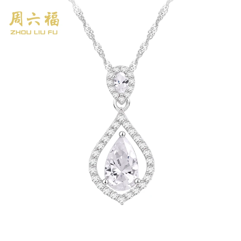 ZHOU LIU FU/周六福 坠链均925银合成锆石 天使之泪套链-Y6745-主