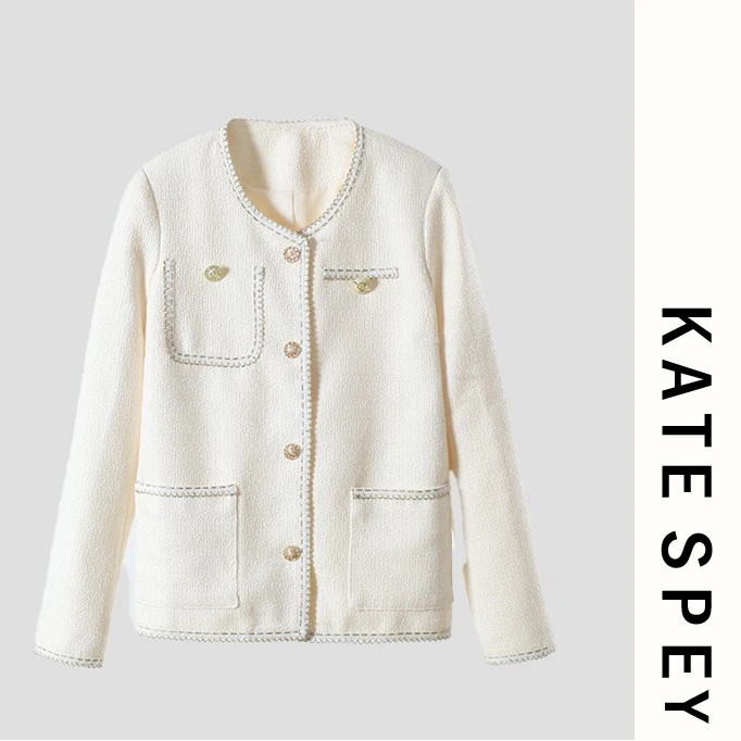 凯特丝蓓597#法式小香风上衣撞色长袖气质外套1-105