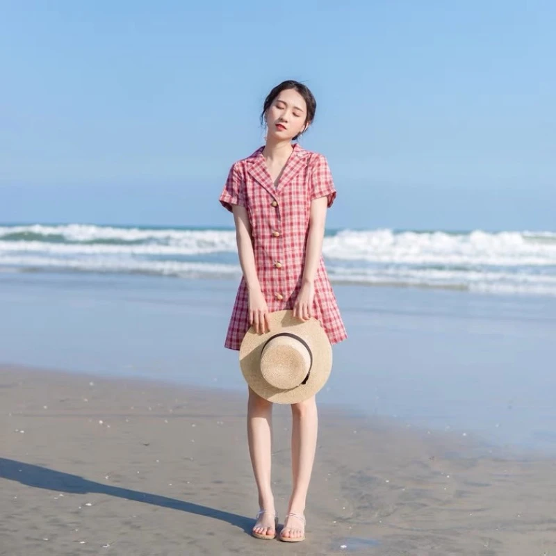 2022夏季新款女装修身显瘦连衣裙裙子棉麻裙4421