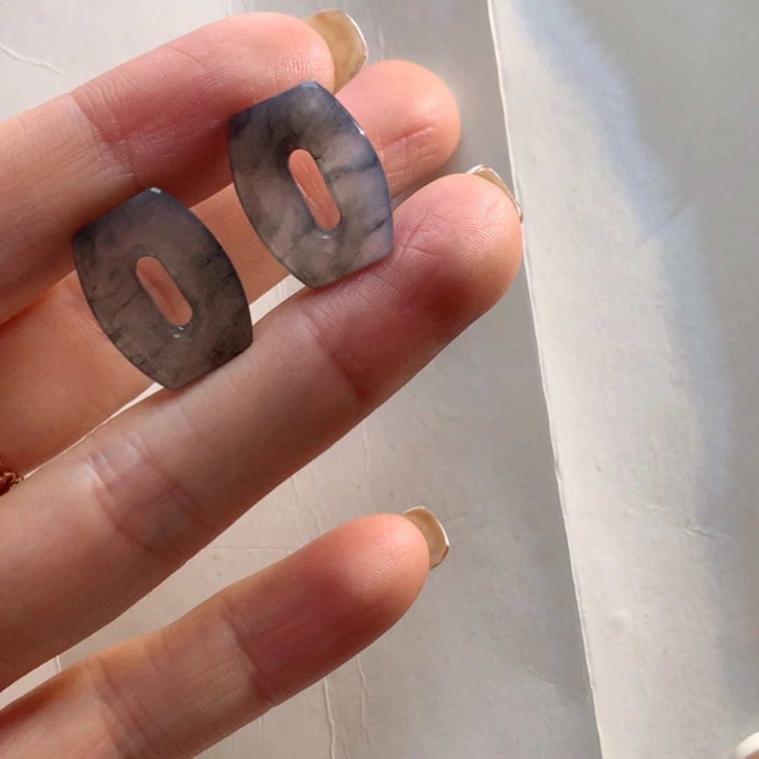 【闪购商品】翡翠耳饰未镶嵌乌鸡方糖耳饰