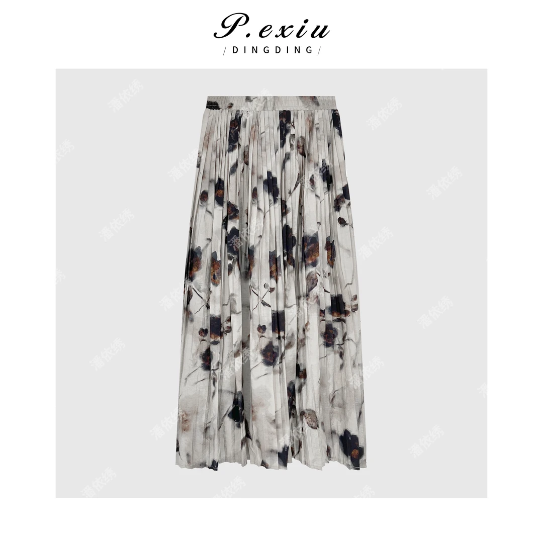 PanYiXiu/潘依绣【云烟成雨】人丝法式优雅气质半身碎花裙 W-63021