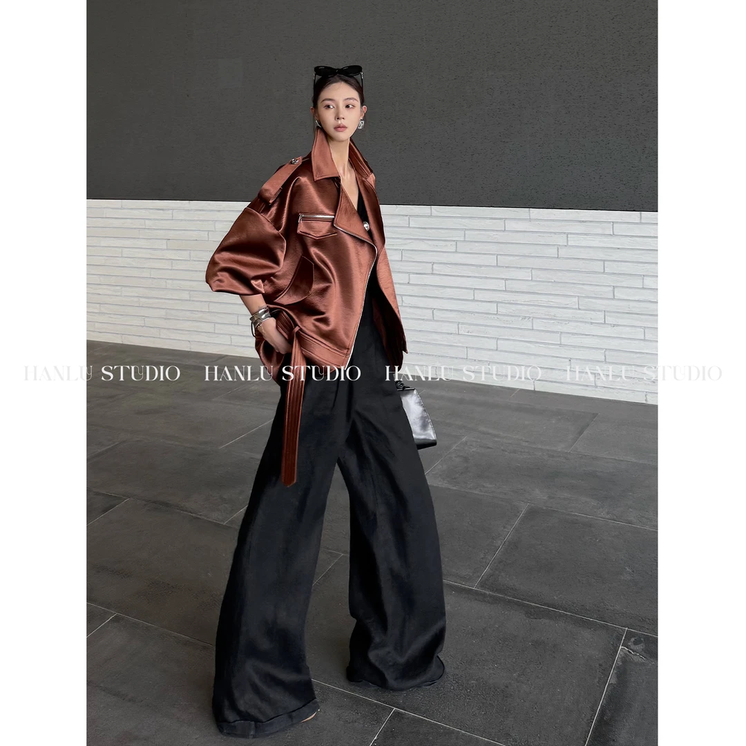 HanLu studio复古小众独立设计高级感焦糖色外套