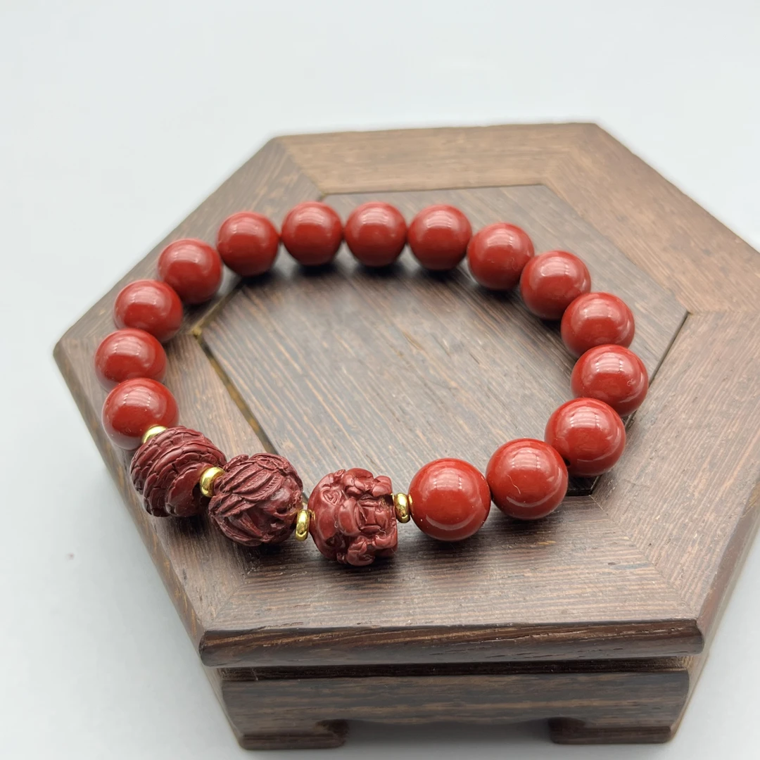 含辰砂工艺品ZA785-经典紫色三合10mm手串