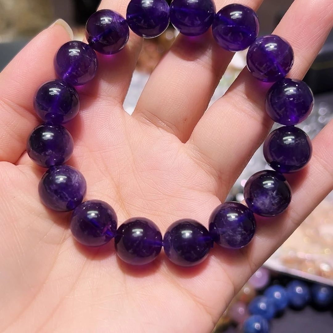 未镶嵌手链水晶乌拉圭紫水晶13毫米16号