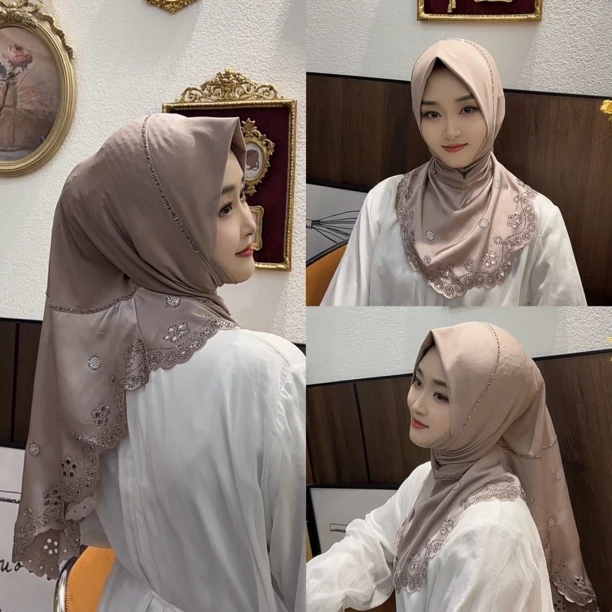 瑶光·设计款镂空烫钻燕尾套头纱巾