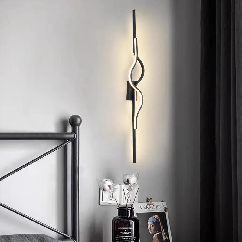 极简长条简约创意房间客厅卧室灯电视背景墙格栅LED壁灯墙上床