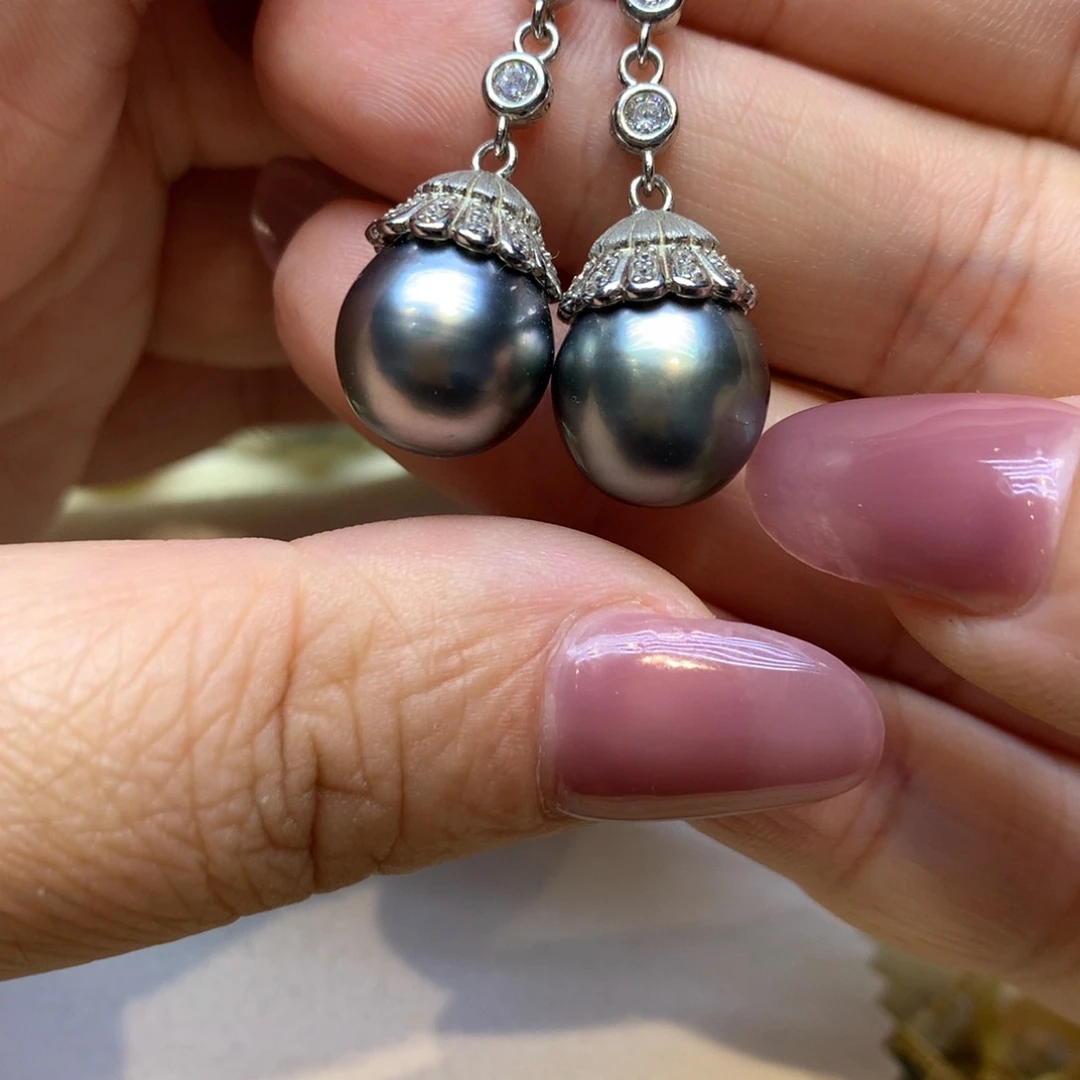 银S925镶嵌耳饰海水珍珠