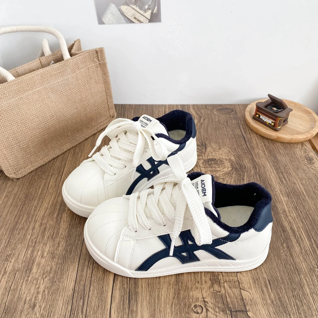 丑萌贝壳头厚底加绒板鞋2025秋冬新软底舒适可爱德训鞋百搭休闲鞋