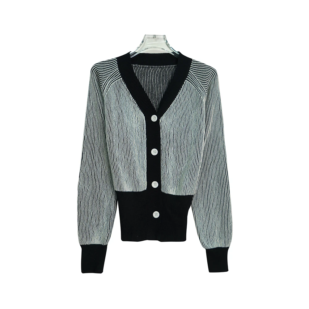 X1120【新中式拜年服】法式高级感条纹春季长袖开衫毛衣外套3Q