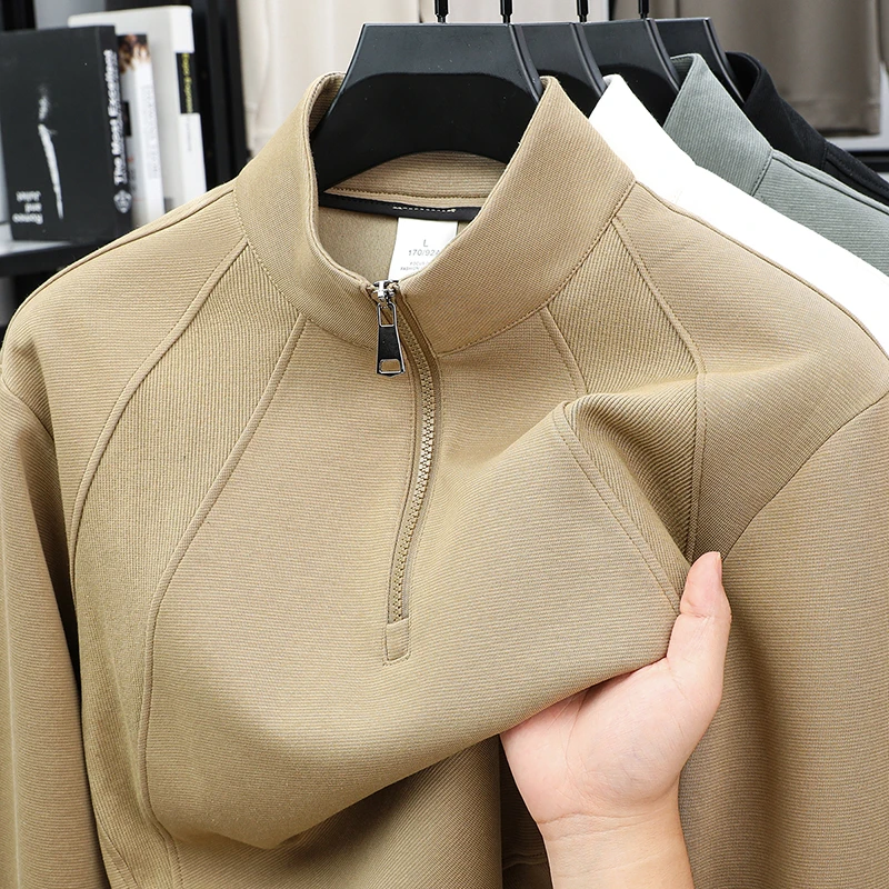 男士宽松型长袖男装拉链立领韩版纯色运动秋冬秋季卫衣户外休闲