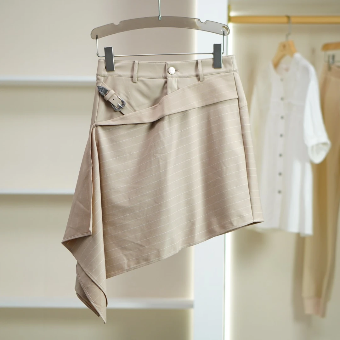 麦迪尚品【H】K028 女装夏拼接设计不规则百搭通勤半身裙气质显瘦