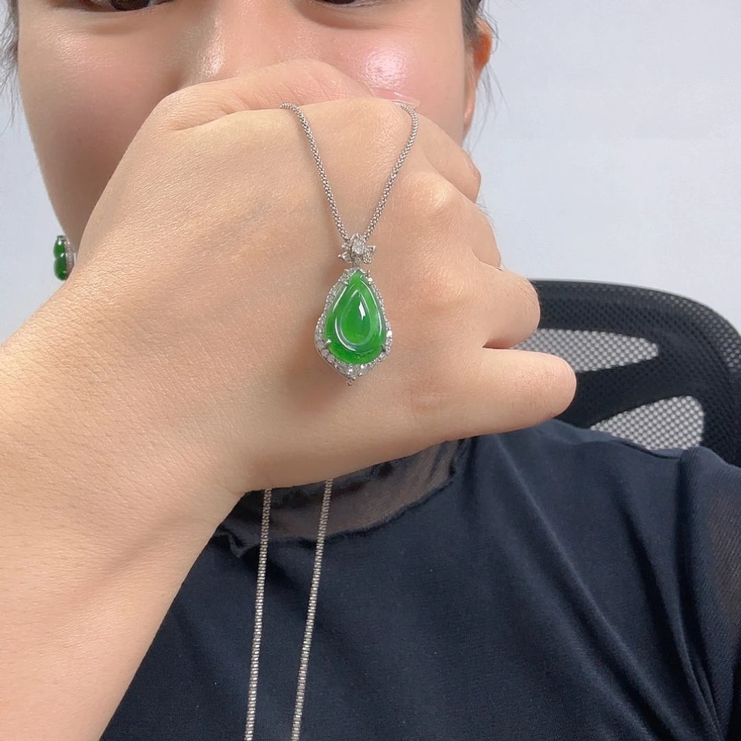 翡翠银S925镶嵌吊坠(不含链)