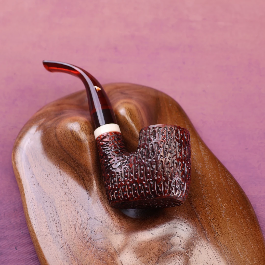 石楠木烟斗 斯大林桌斗 9MM孔道 红色麻面带花嘴  新手入门